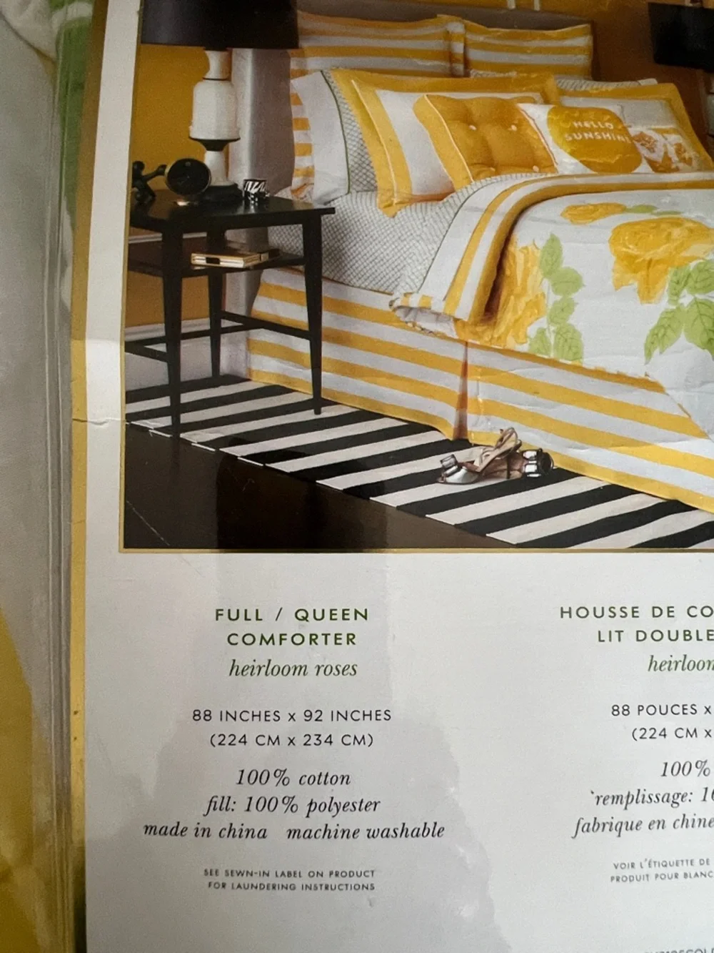 NWT kate spade Yellow & Green Heirloom Roses Floral Comforter